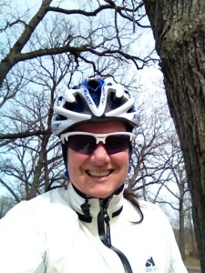 Mari on 52 mile ride, before the rain!