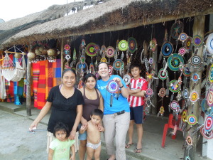 On the way back to the resort after Tulum, we stopped to shop. I got a Dream Catcher from this family. 